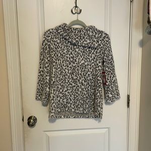 NWT Leopard print black and white sweater